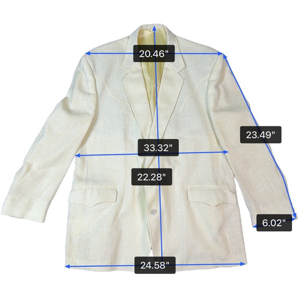 Circle S Mens Cream Western Blazer Jacket Classic Vintage Style Sz 48R