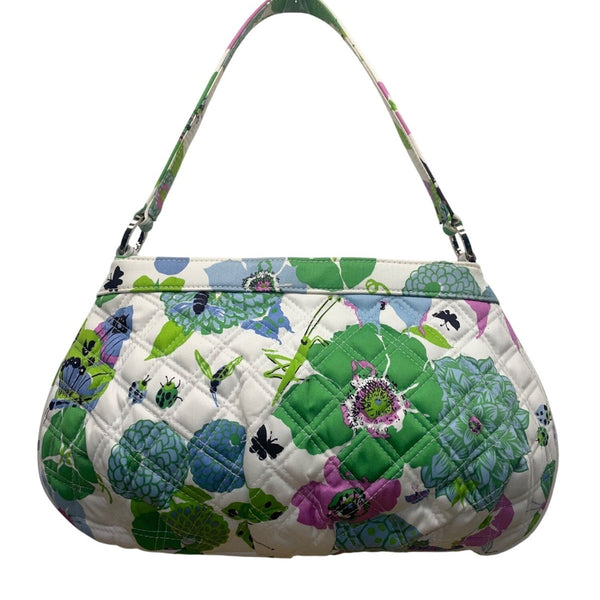 Vera Bradley Women’s White Green Multicolor Quilted Butterfly Print Shoulder Bag