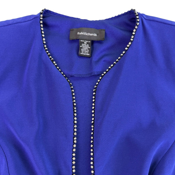 R&M Richards Womens Royal Blue 2-Piece Sleeveless Dress & Jacket Size 10