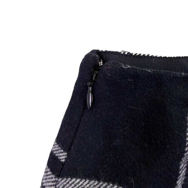 Talbots Womens Black & White Wool Blend Plaid Skirt Fully Lined Size 10
