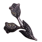 Lord & Taylor Womens Silver Tone Sterling Silver & Marcasite Floral Brooch 
