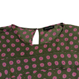 Banana Republic Womens Green & Pink Patterned Long Sleeve Blouse Size XL