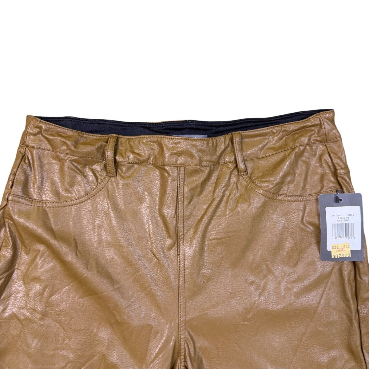 Lysse Womens Brown Polyurethane Faux Leather Pants Chic Stretch Flared Design Sz