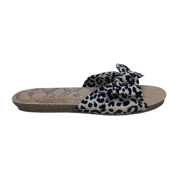 Blowfish Women’s Black & White Leopard Print Bow Detail Slide Sandals 7.5