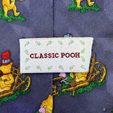 Classic Pooh Mens Blue 100% Silk Necktie Winnie The Pooh Piglet Novelty Print