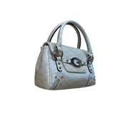 Vintage Guess Women’s Beige Faux Leather Croc Embossed G Logo Y2K Satchel Bag