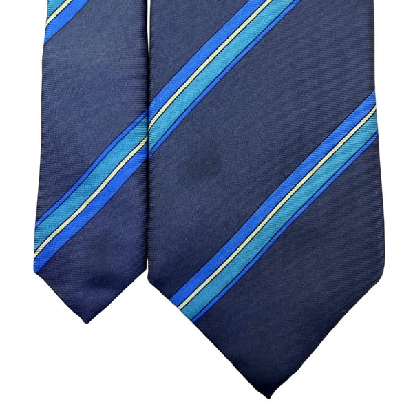 Geoffrey Beene Mens Navy Blue 100% Silk Striped Tie Classic Accessory