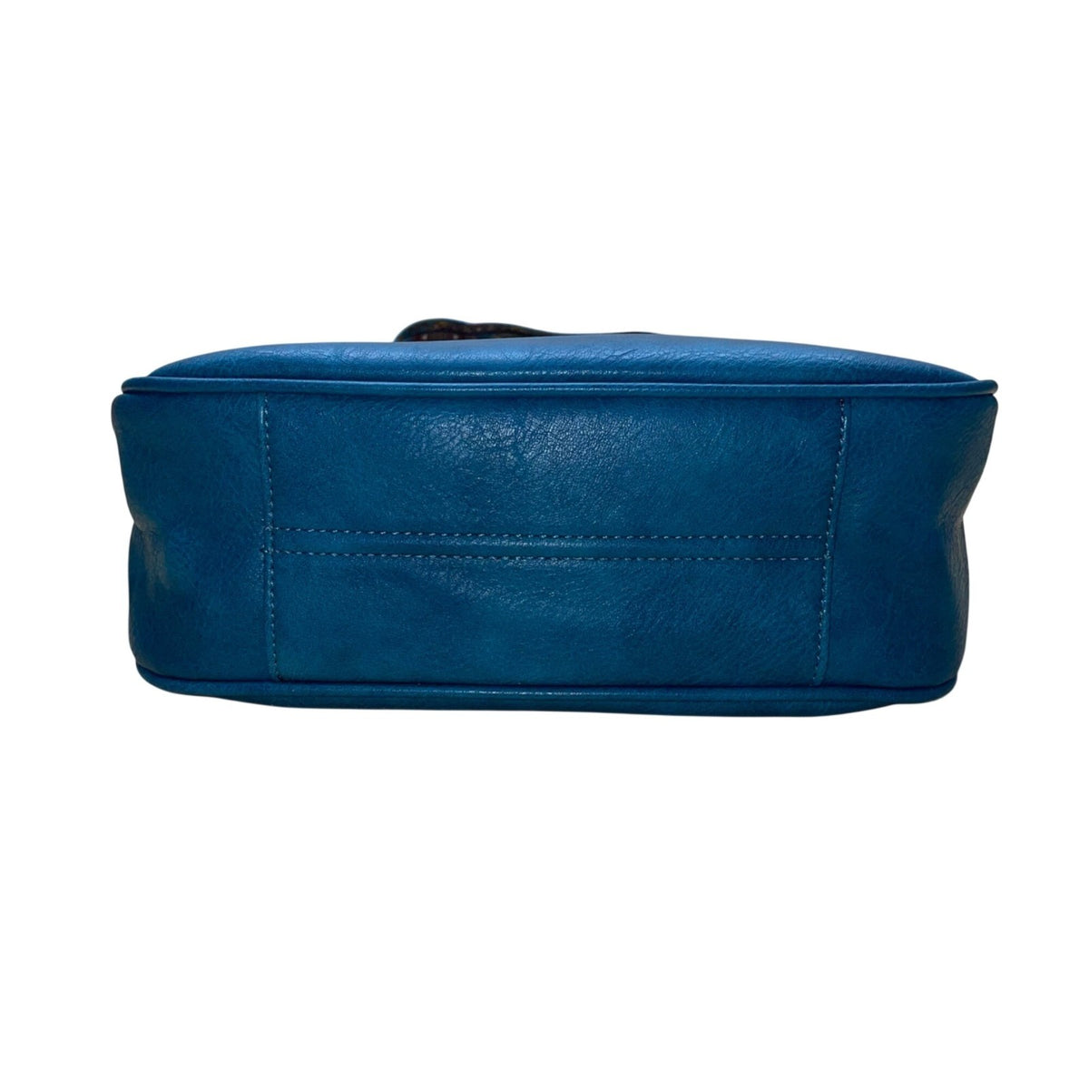 Aphison Women’s Blue Vegan Leather Adjustable Strap Zip Closure Shoulder Bag