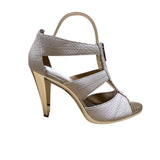 Michael Kors Women’s White Snakeskin Embossed Leather Zip-Up High Heel Size 7.5M