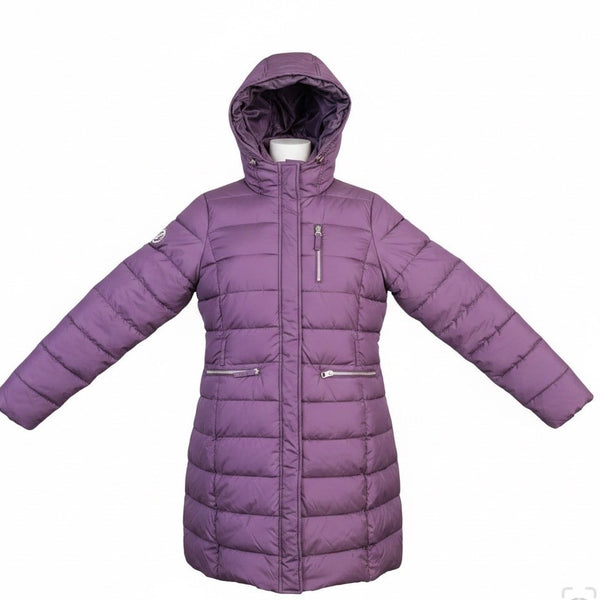 U.S. Polo Assn. Womens Purple Puffer Jacket With Hood Large Zippered
