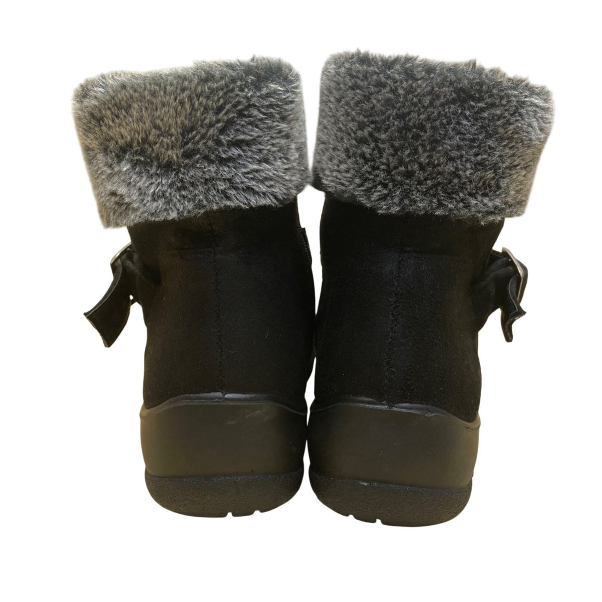 Patrizia By Spring Step Women’s Black Faux Suede Fur-Lined Ankle Boots Size 8