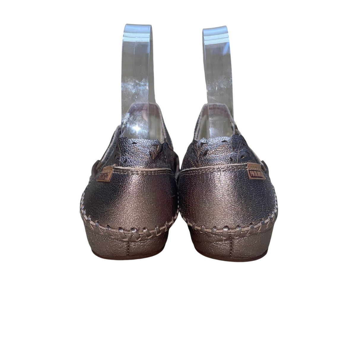 Pikolinos Women’s Silver Metallic Leather Cutout Design Mary Jane Shoes Size 39