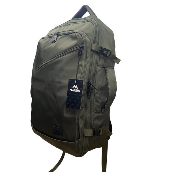 Matein Unisex Olive Green Nylon Adjustable Straps Convertible Travel Backpack