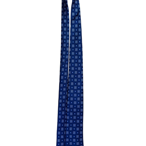 Jos A Bank Mens Blue 100% Silk Necktie Stain Resistant Traveler Geometric Patter