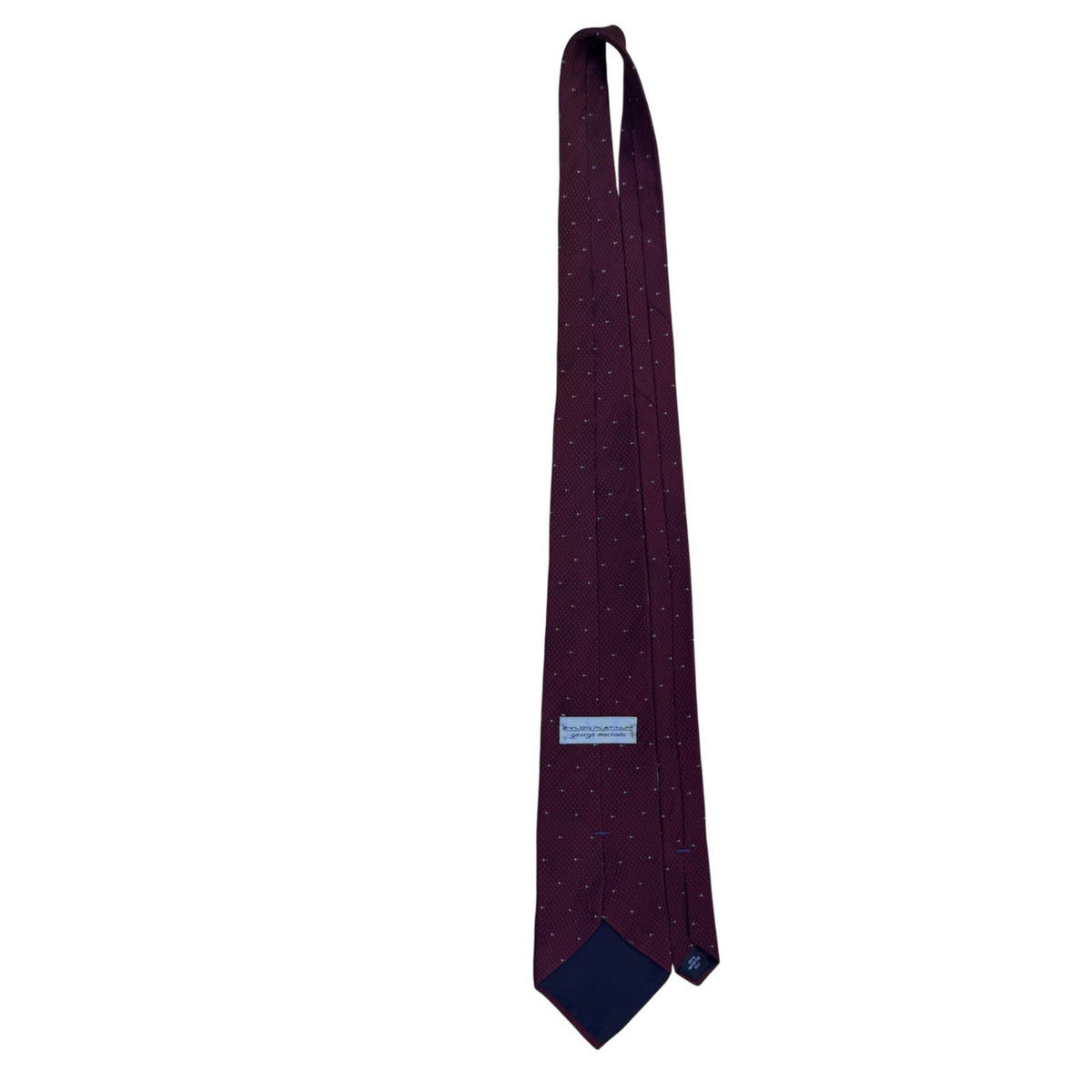 Zylos Platinum Mens Burgundy 100% Silk Dot Pattern Necktie George Machado Design