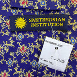 Smithsonian Mens Navy Blue 100% Silk Floral Pattern Necktie Elegant Design