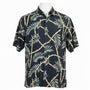 Tommy Bahama Mens Black Bamboo Print Silk Hawaiian Shirt Casual Resortwear Sz L
