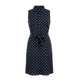 Tommy Hilfiger Womens Navy Polka Dot Sleeveless Shirt Dress Belted Size 12
