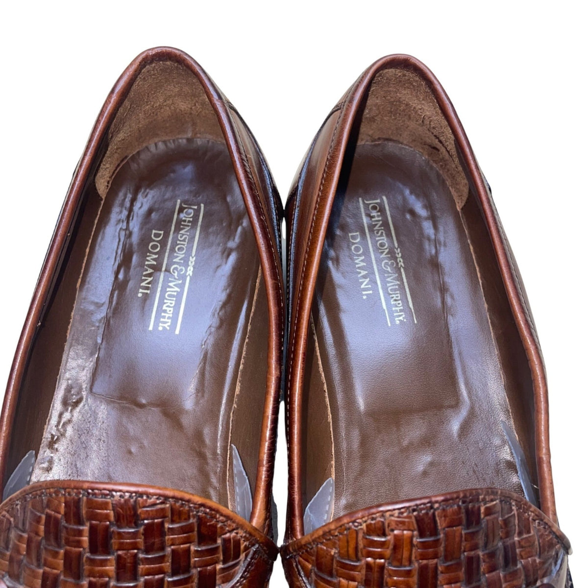 Johnston & Murphy Men’s Brown Leather Tassel Woven Loafers Dress Shoes Size 12M