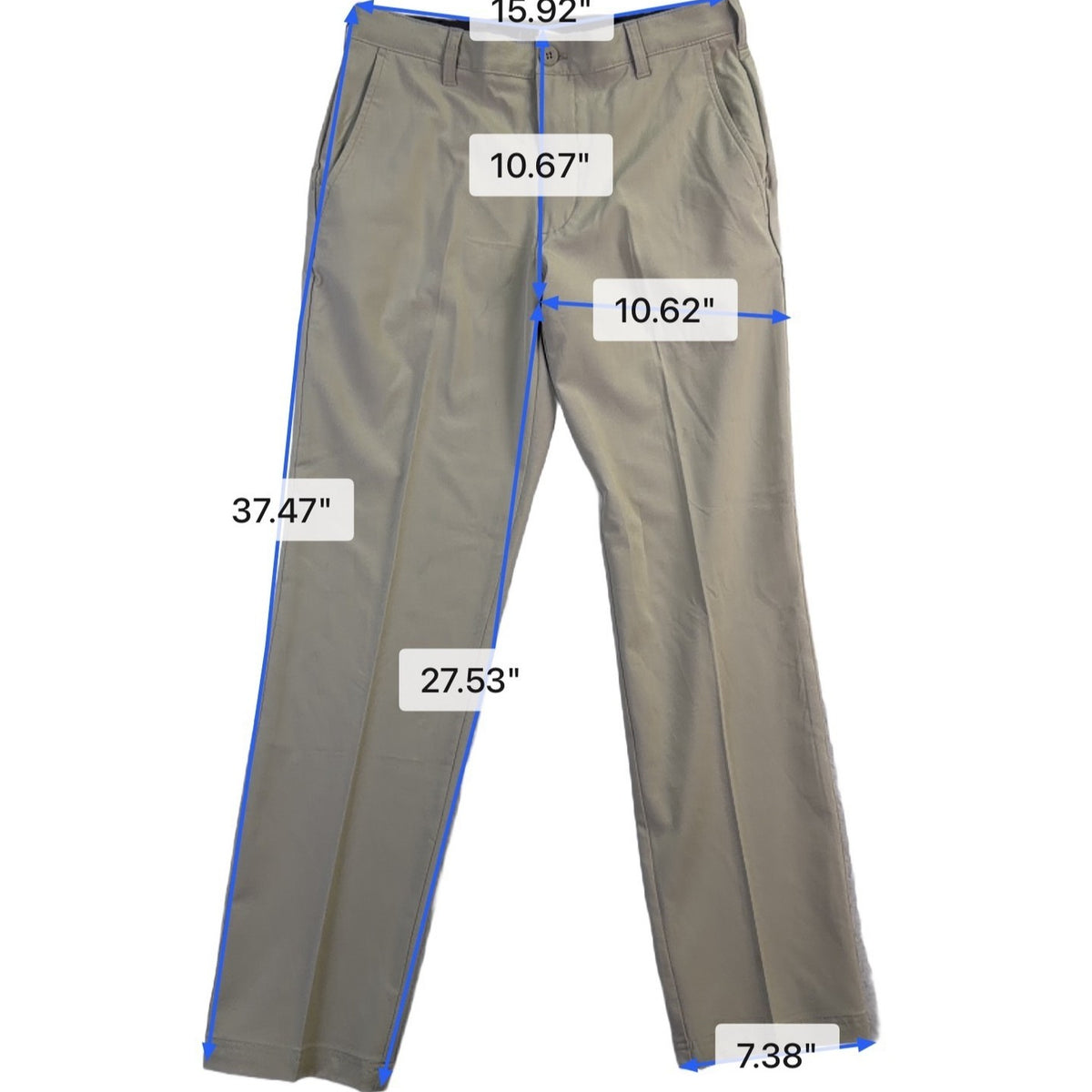 Izod Mens Beige Stretch Golf Pants With Flat Front & Belt Loops Size 32 L32