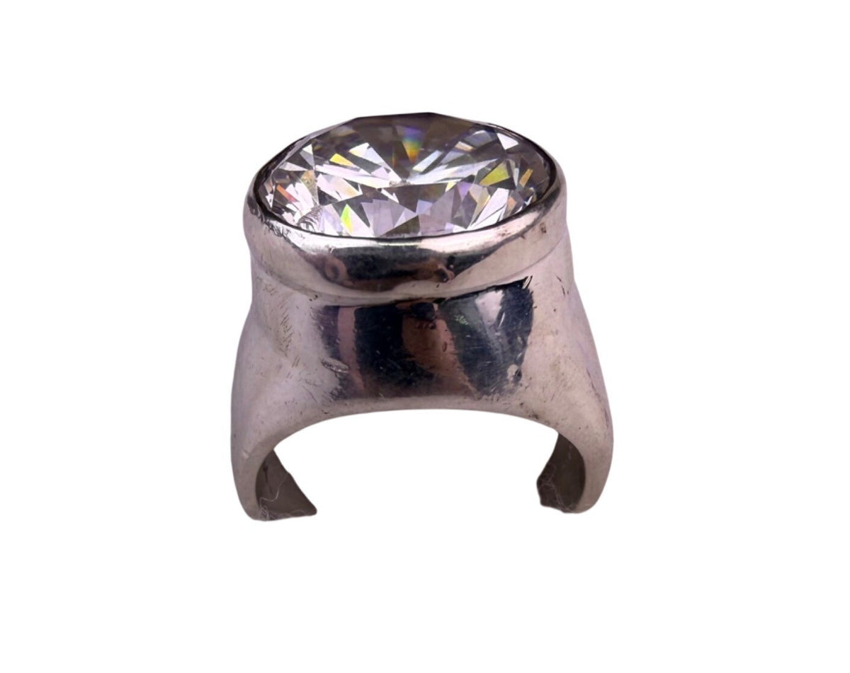 Basina Mens Silver 925 Ring With Cubic Zirconia Statement Design