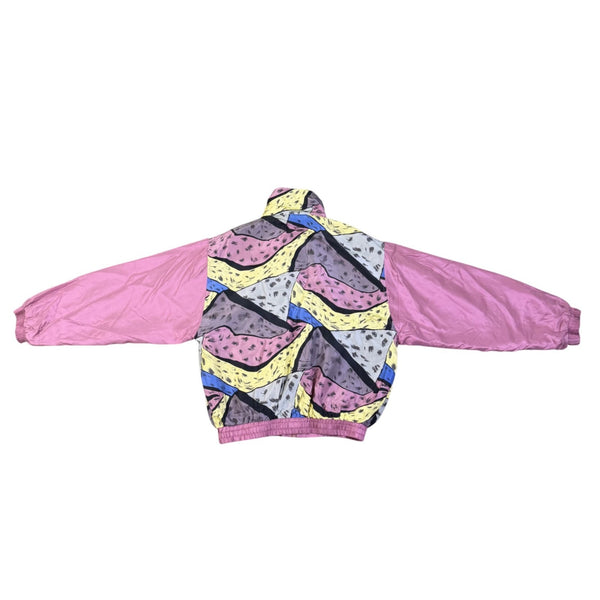 188 West Collection Unisex Pink Multicolor Silk Tracksuit Retro Style Size  XL