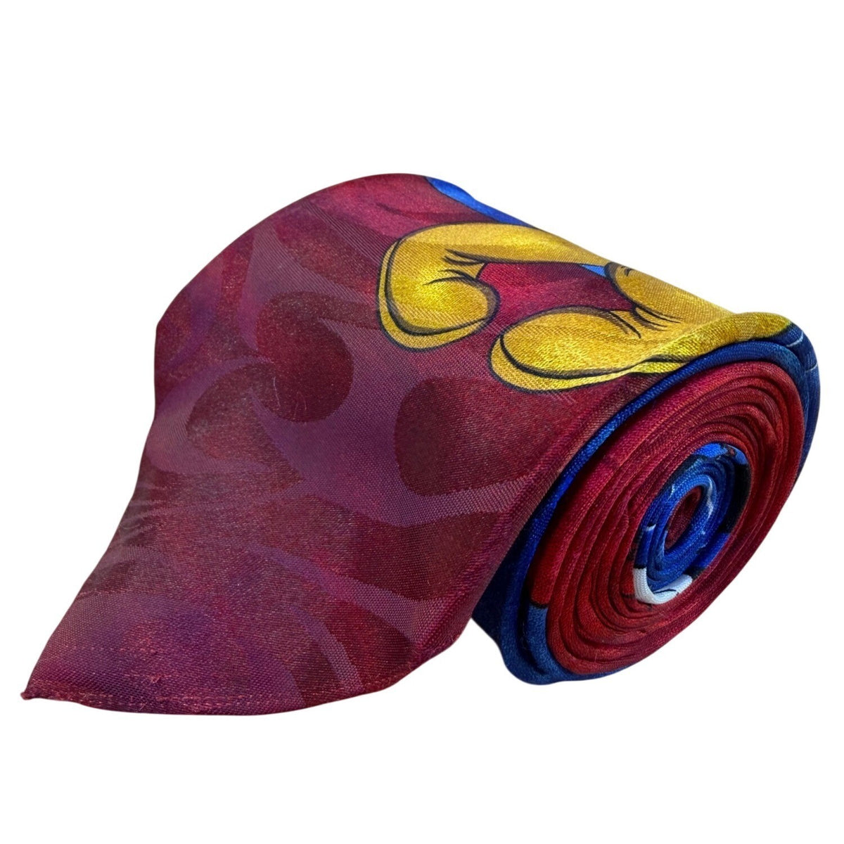 Disney Mickey Red & Blue Neck Tie Cartoon Theme Microfiber Fishing Motif