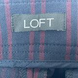 Loft Marisa Trouser Pants Navy & Burgundy  High-Waist Wide-Leg Size 4 - New