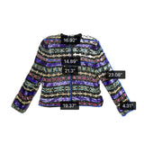 Vintage Nina Piccalino Womens Black Purple Sequin Silk Embellished Jacket Sz 8