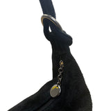 Casper Women’s Black Suede Soft Interior Pocket Silver Hardware Classic Hobo Bag
