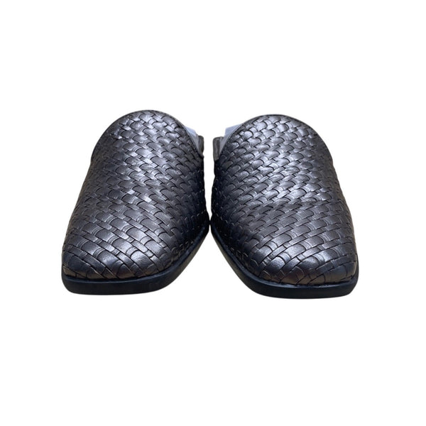 Murphy Men’s Silver Woven Leather Comfortable Handmade Slip-On Mules Size 9