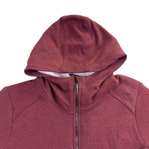 Eddie Bauer Womens Red Hooded Full-Zip Jacket Faux Fur Lining Size XL