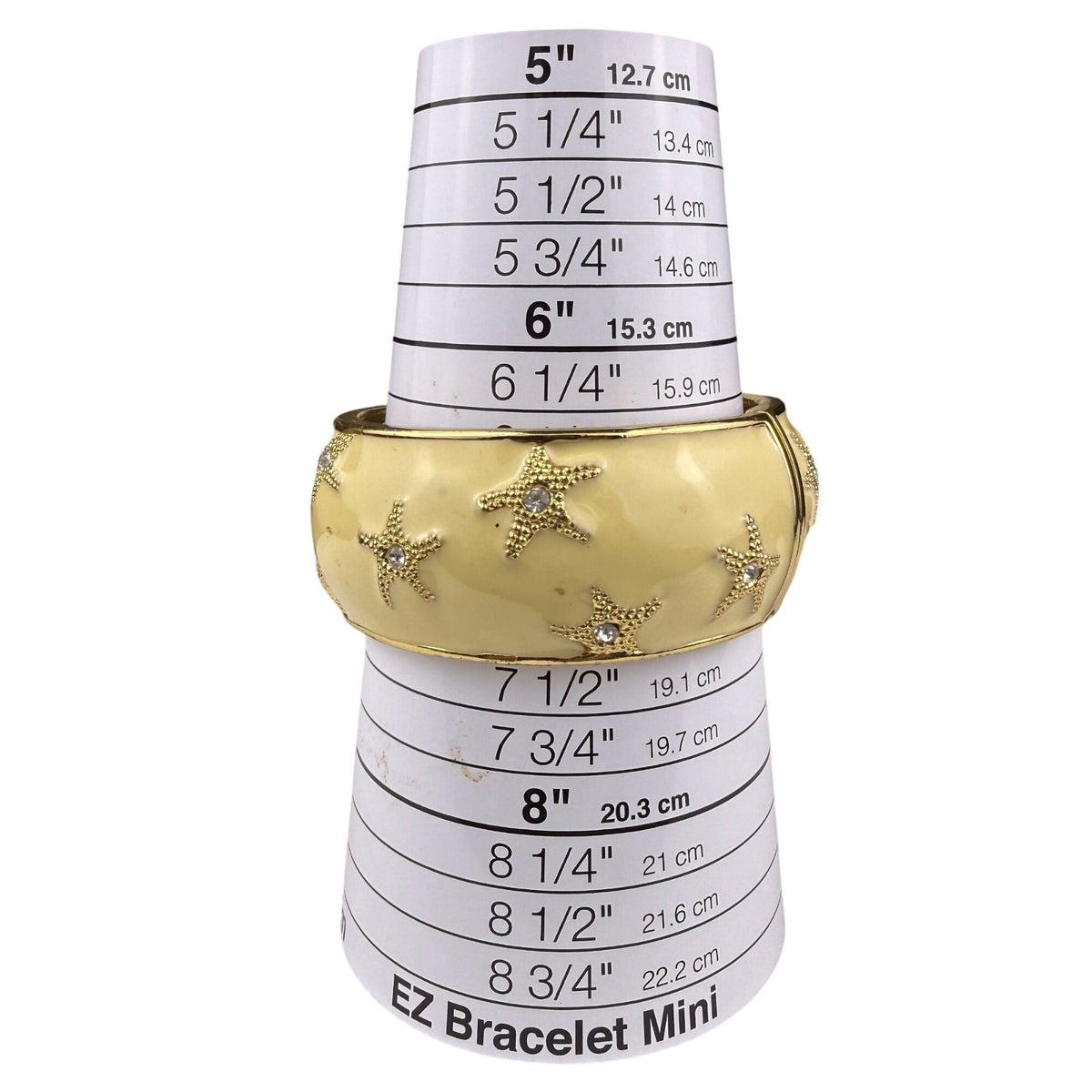 Top It Off Womens Gold Tone Starfish Enamel Hinged Bangle Bracelet With Crystals