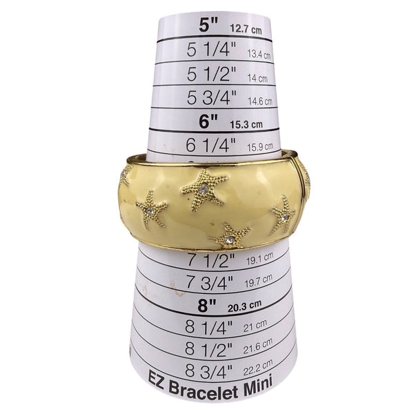 Top It Off Womens Gold Tone Starfish Enamel Hinged Bangle Bracelet With Crystals