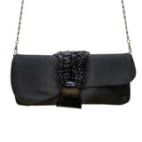 Lulu Townsend Women’s Black Satin With Ruched Detail Chain Strap Clutch Bag