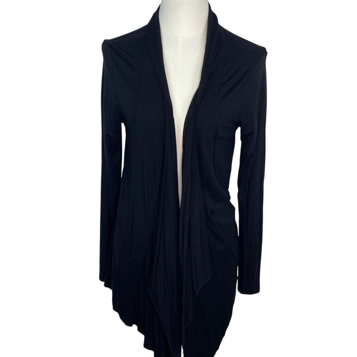 Urban Coco Womens Draped Open Front Cardigan Jacket Black Long Sleeve Sz M- New