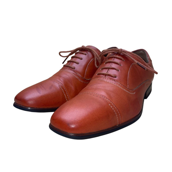 Ferro Aldo Men’s Cognac Leather Lined Lace Up Oxford Dress Shoes Size 7
