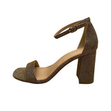 Kelly & Katie Women’s Bronze Glitter Ankle Strap Block Heel Caital Sandals Sz 9M