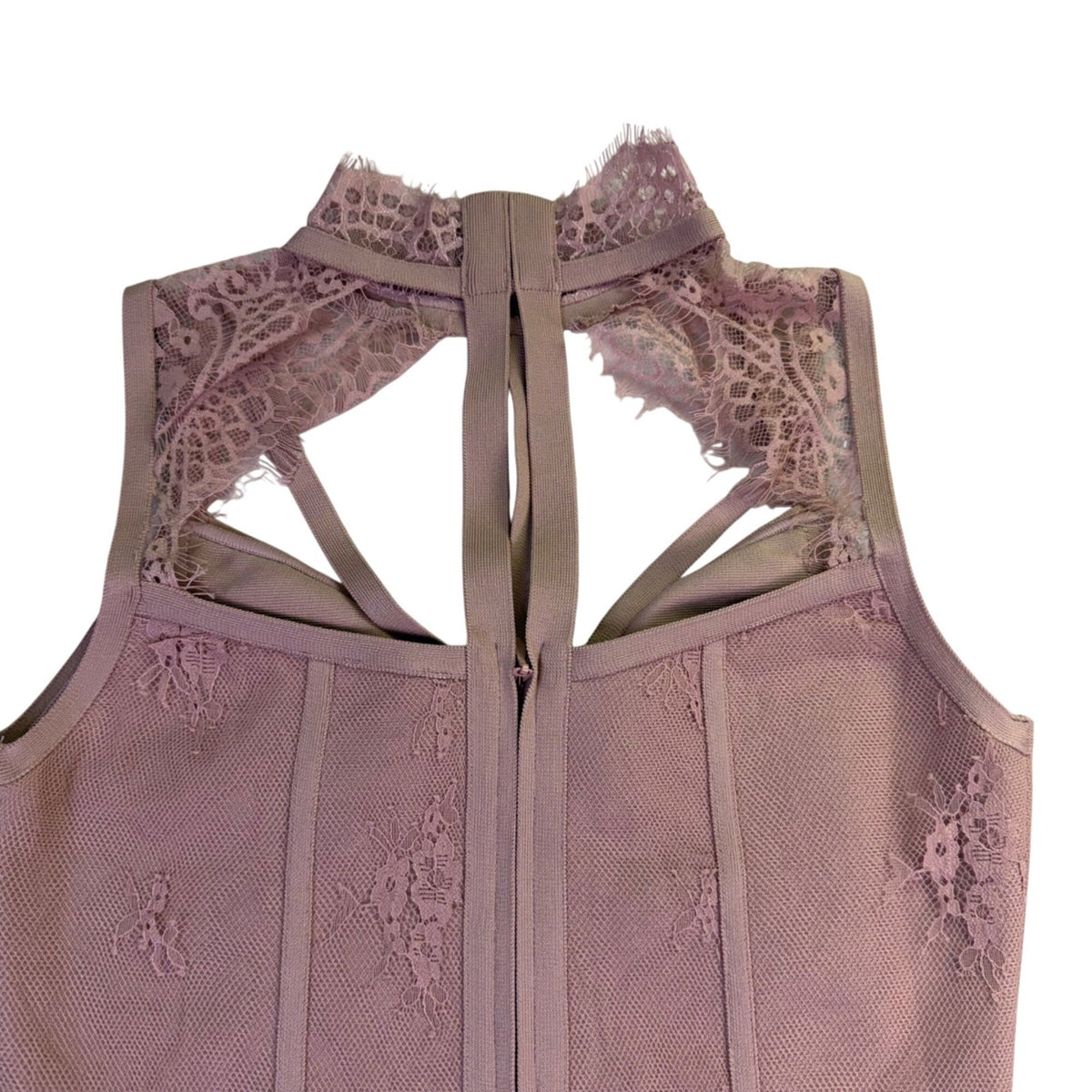 Venus Womens Mauve Sleeveless Lace Halter Cocktail Dress Size S