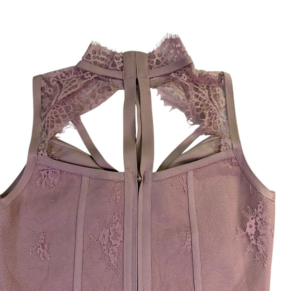 Venus Womens Mauve Sleeveless Lace Halter Cocktail Dress Size S
