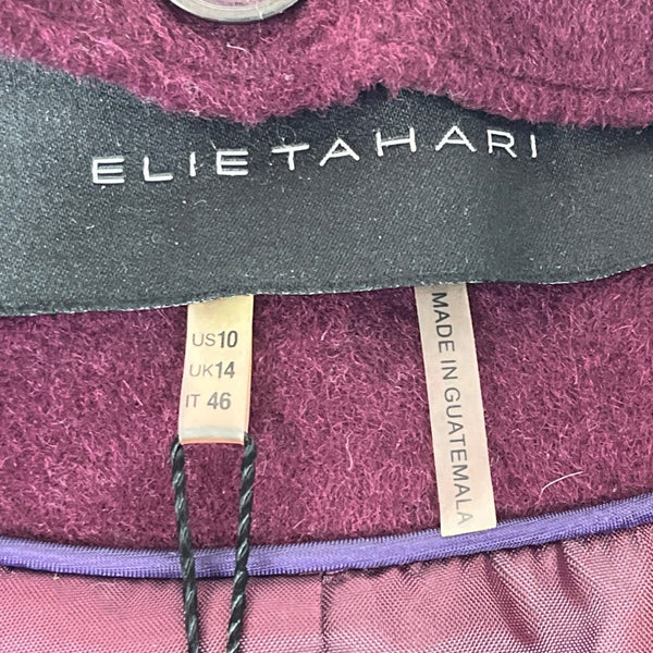 Elie Tahari Women's Purple Wool Peacoat Wide Lapel Sz 10 (EUR 41) - NWT