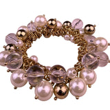 Chicos Womens Gold Tone Faux Pearl & Clear Crystal Stretch Bracelet Multi-Bead