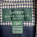 Lauren Ralph Lauren Womens Navy & Beige Houndstooth Linen Blazer Jacket Size 6P