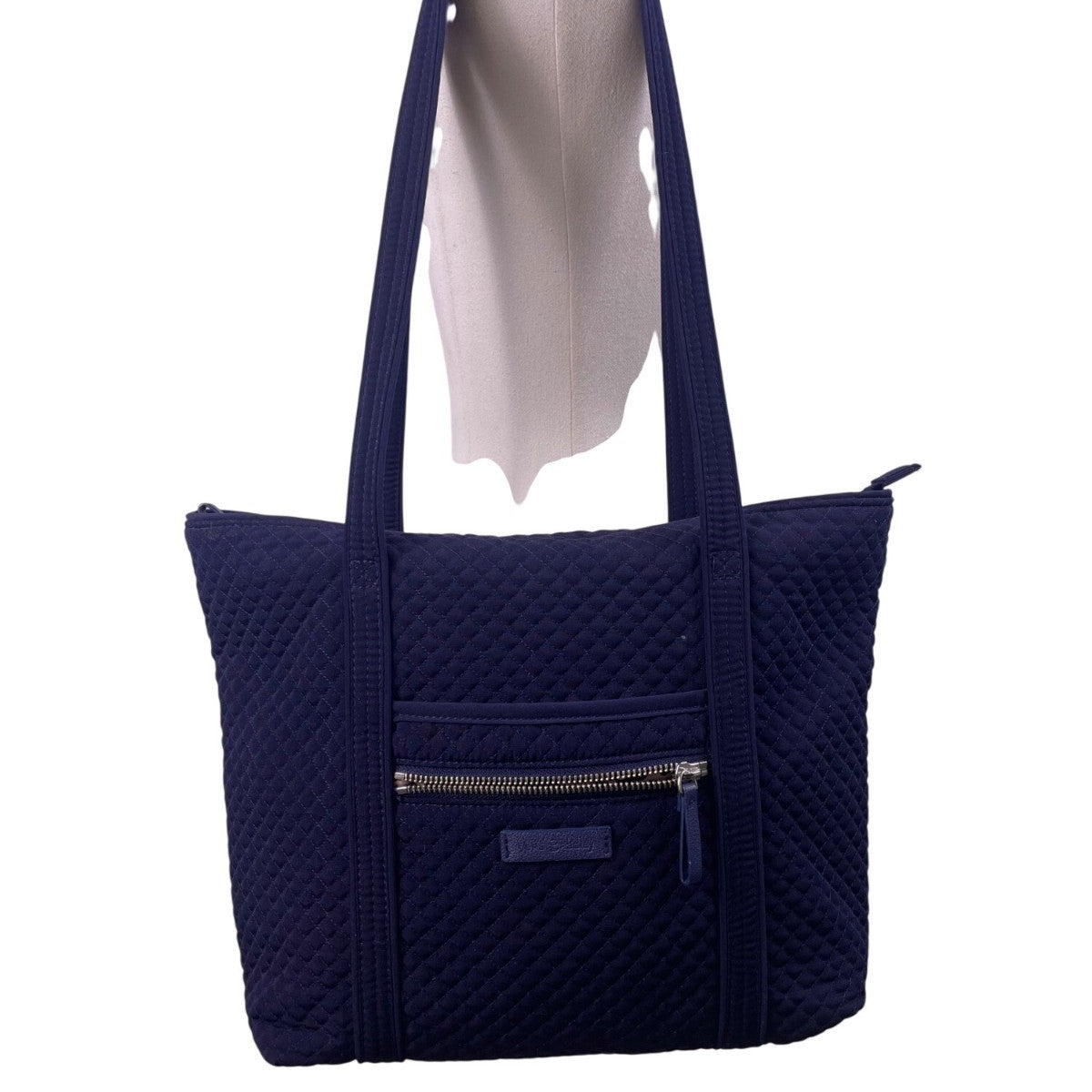 Vera Bradley Women’s Navy Blue Quilted With Zipper Closure Shoulder Tote Bag
