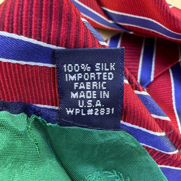 Tommy Hilfiger Mens Red & Blue 100% Silk Reversible Tie Striped & Floral Design