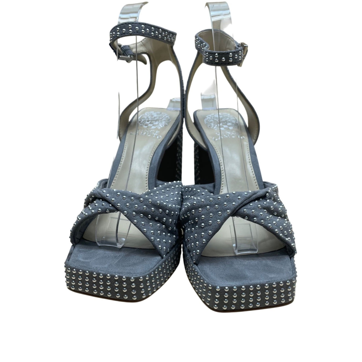 Vince Camuto Women’s Gray Studded Ankle Strap Platform Heels Size 7.5