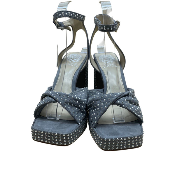 Vince Camuto Women’s Gray Studded Ankle Strap Platform Heels Size 7.5