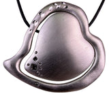 Chicos Womens Silver Tone Metal Heart Statement Necklace Adjustable Cord