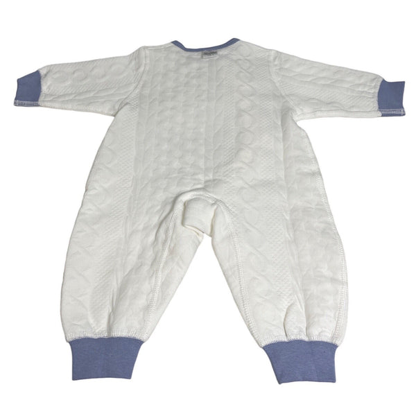 Chamie Toddler Boy's Blue White and Green Toddler Jumpsuit Set Sz 0M