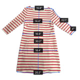 Lilla  P Womens Red / White Striped Dress 3/4 Sleeve Pockets Casual Sz XS